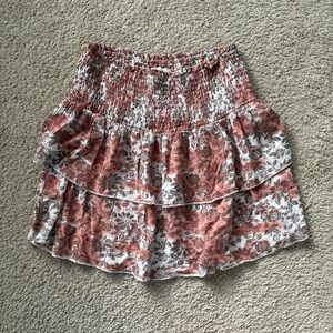 Aeropostale Floral Tiered Mini Skirt in Dusty Rose and White
